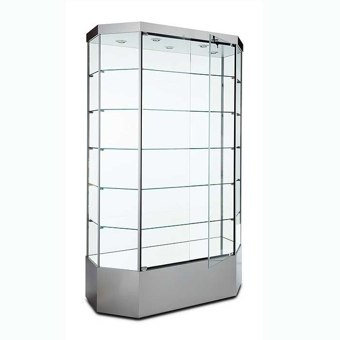 Glass Display Case - Lighted Display Cabinet with Storage - ABWC