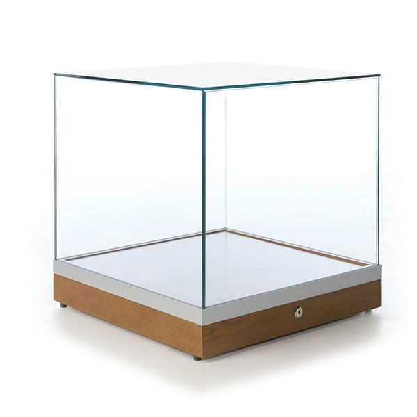 Glass Square Display Box with Lock and Optional Lights Subastral
