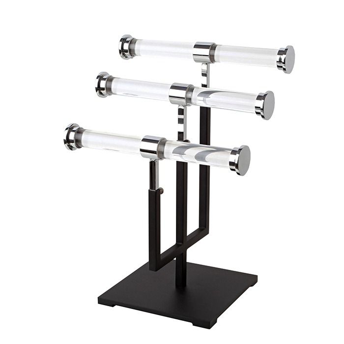 3 Tier Bracelet Display with Metal Base and Lucite Crossbars Subastral