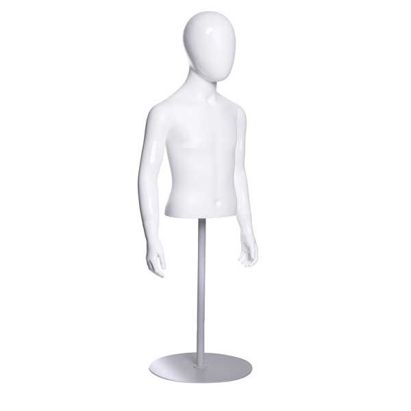 White Kids Size Plastic Mannequin Torso Form 
