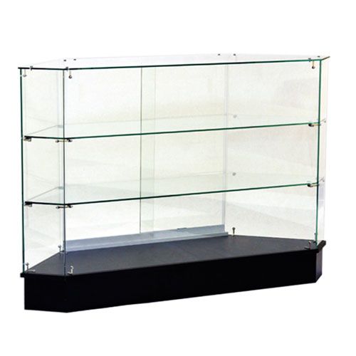 Corner Glass Display Case with Two Shelves Subastral