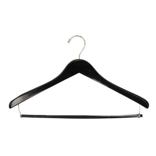 Contoured Suit Hanger with Pant Lock Bar - Black
