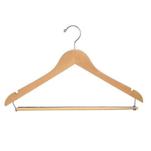 Flat Suit Hangers with Locking Bar - Light Wood