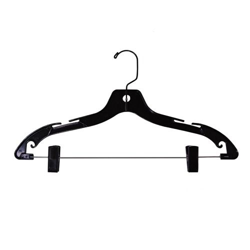 17" Plastic Suit Hanger With Clips - Black