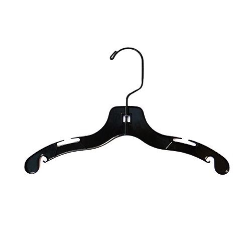 12" Plastic Child's Top Hanger - Black With Black Hook