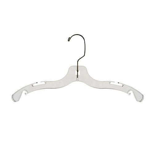 14" Plastic Child's Top Hanger - Clear With Chrome Hook