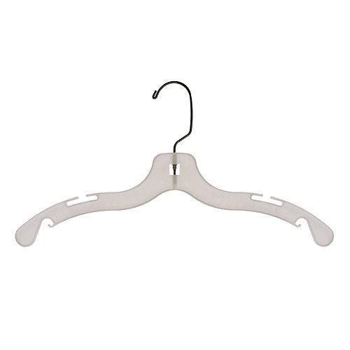 14" Plastic Child's Top Hanger - Ivory White With Chrome Hook