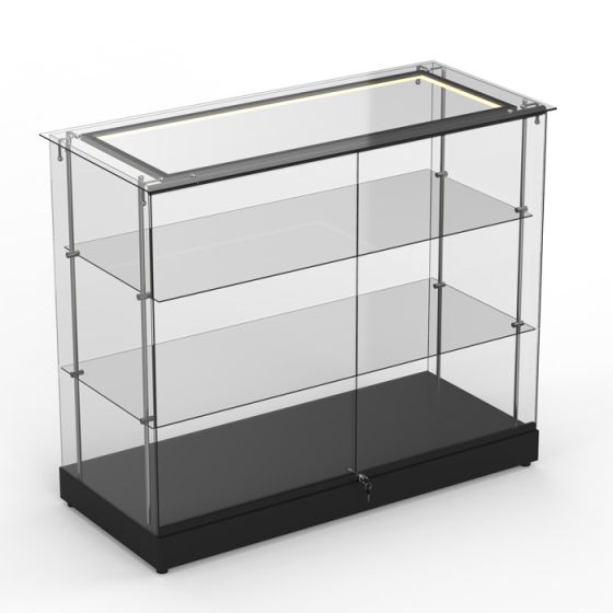 Frameless Glass Display Case with LED Lights and Lock Subastral