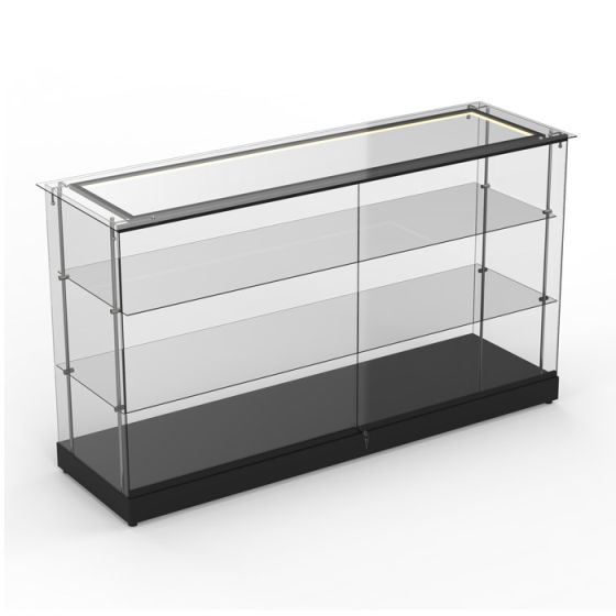 Frameless Glass Display Case with LED Lights and Lock Subastral