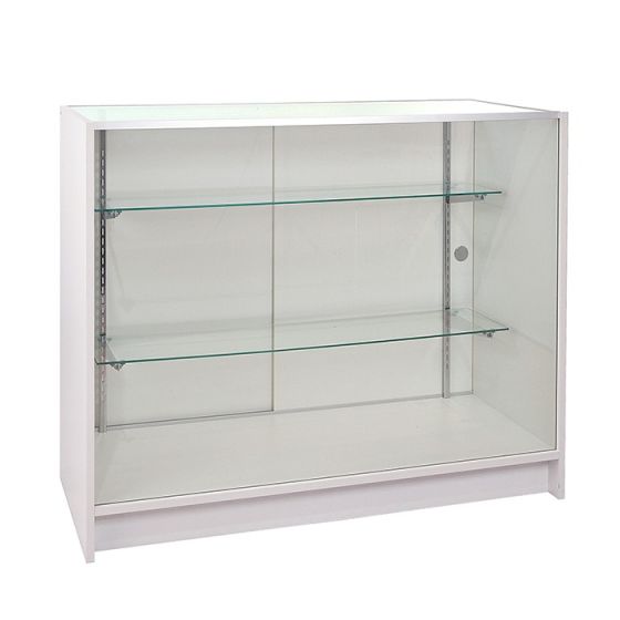 48" Retail Display Case - Full Vision, White Front View