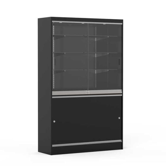 Wall Display Cabinet With Storage - Black - Side View