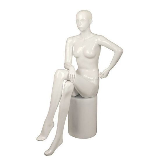 Seated Female White Mannequin - Hand On Hip Pose