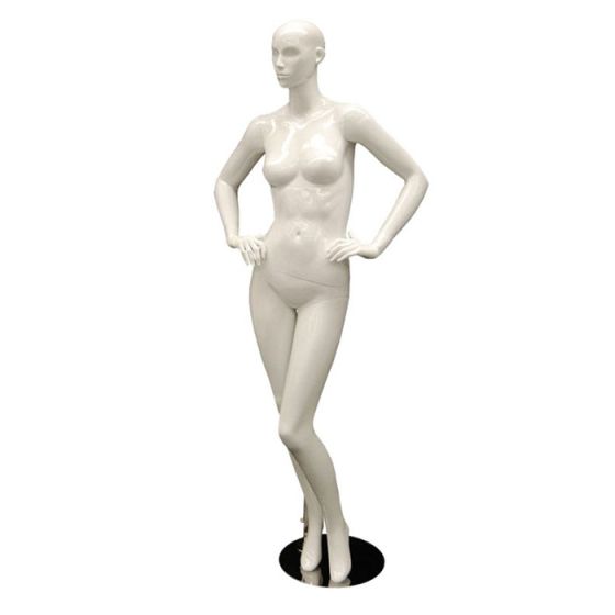 Female Mannequin With Face - Arms on Hips Pose
