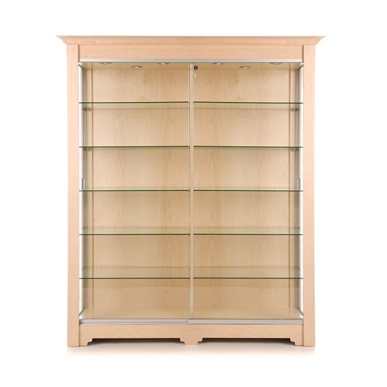 Wooden Glass Showcase With 10 Shelves - Front View