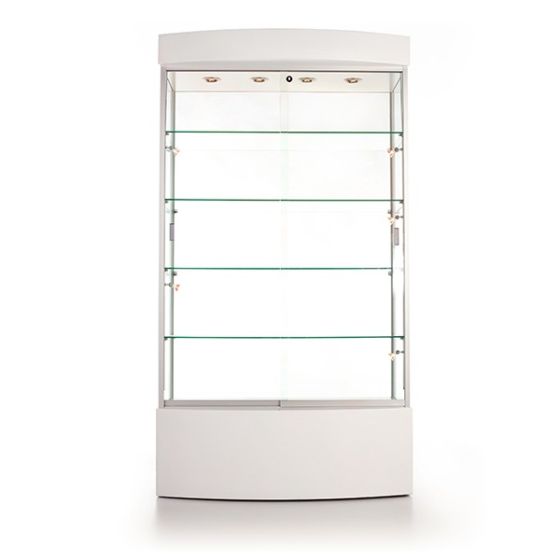 Glass Display Case with Curved Front - Front View