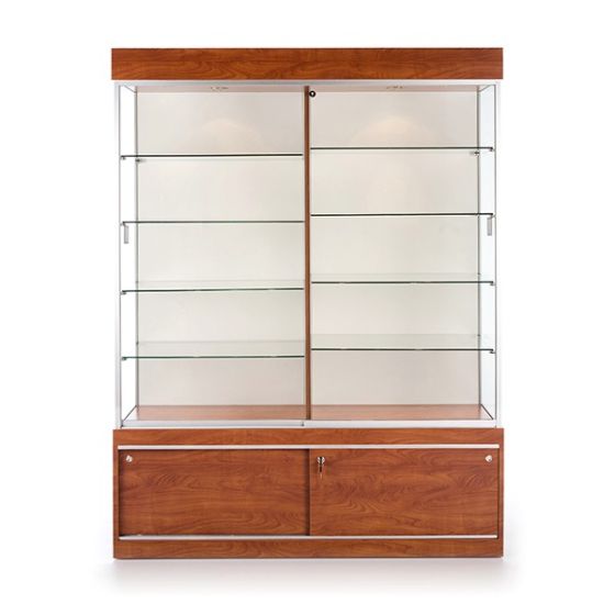 Large Wall Display Case - Cherry With White Back - Front View