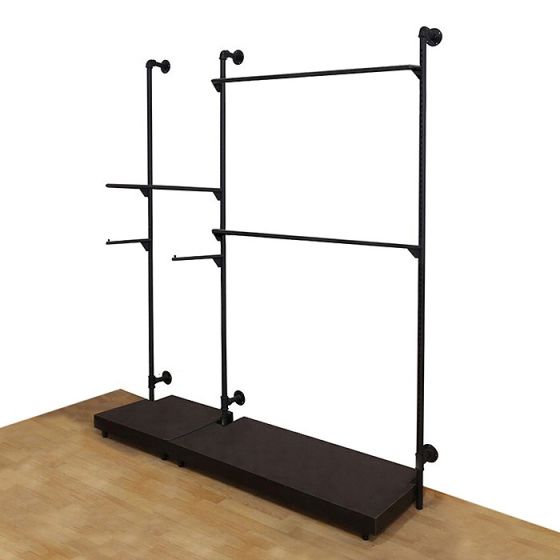 19 Piece Black Metal Pipe Wall Display With Base