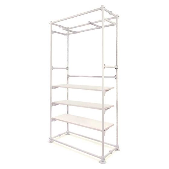 Metal Pipe Wall Display Unit With Shelves and U Rail Subastral